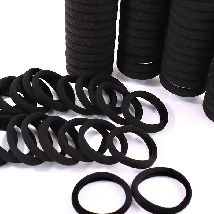 50 gomas para el pelo negras, aptas para mujeres, con gomas de goma de alta elasticidad