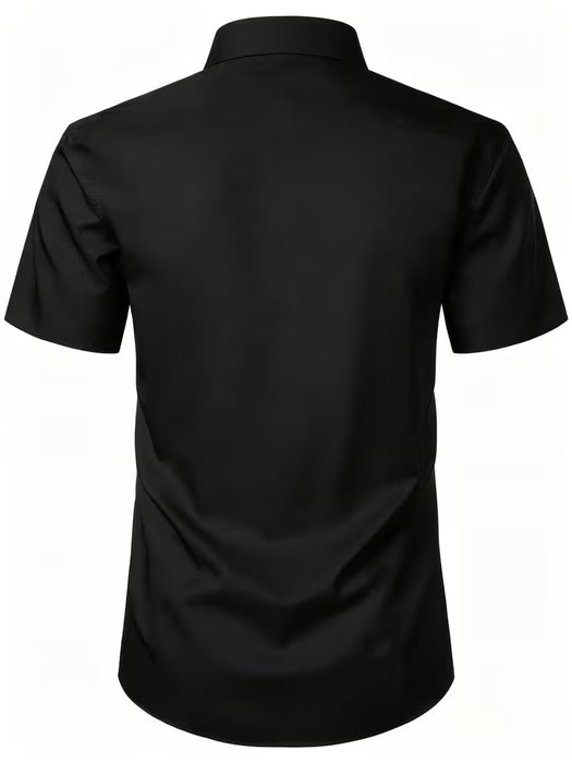 Camisa de negocios casual de manga corta para hombre, hecha de tela ligera y suave