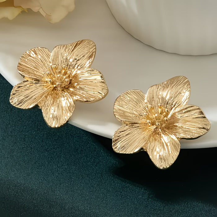 Par de aretes elegantes retro de flor de cerezo para mujer