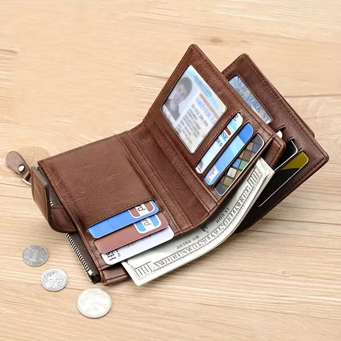 Cartera de Cuero PU Personalizada para Hombres con Ranuras para Tarjetas con Bloqueo RFID