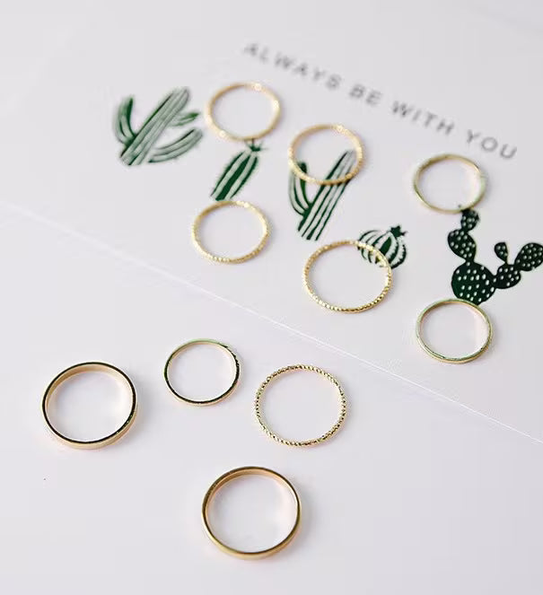 Juego de diez anillos de moda y únicos para mujer, con un estilo simple