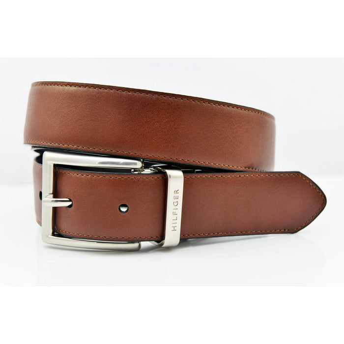 Tommy Hilfiger Cinturón de cuero reversible para hombre, diseño 2 en 1