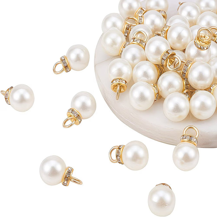 50 unidades de 12mm de Perlas Blancas de Imitación para hacer Pendientes y Colgantes