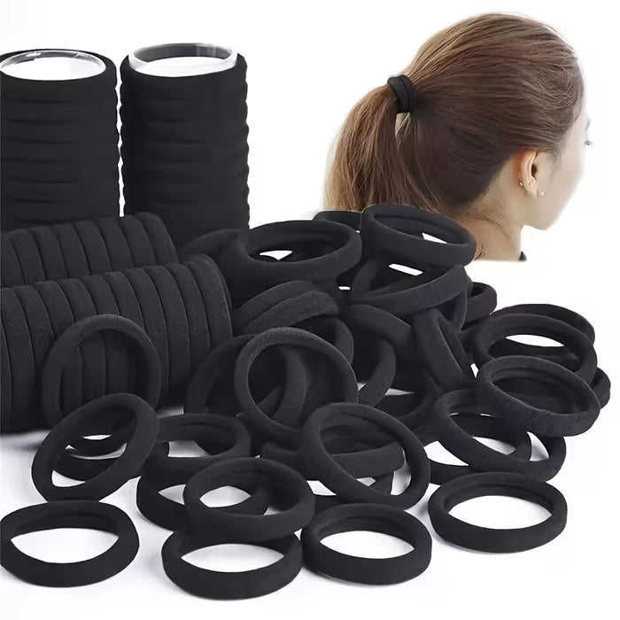50 gomas para el pelo negras, aptas para mujeres, con gomas de goma de alta elasticidad