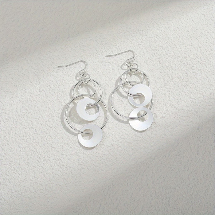 Pendientes de Colgante de Círculo Geométrico Hueco Creativo Simple para Mujeres