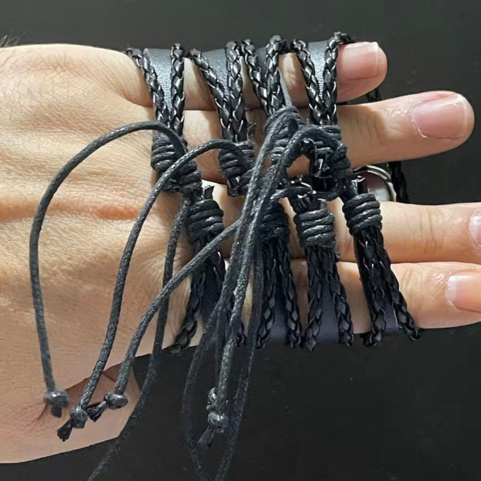 Pulsera de 1 pieza de imitación de cuero multicapa con letra J