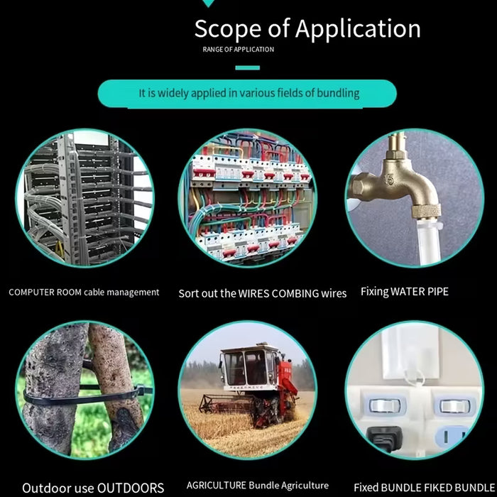 100uds Bridas de Nylon Autoblocantes Combinadas con Hebilla Ignífuga