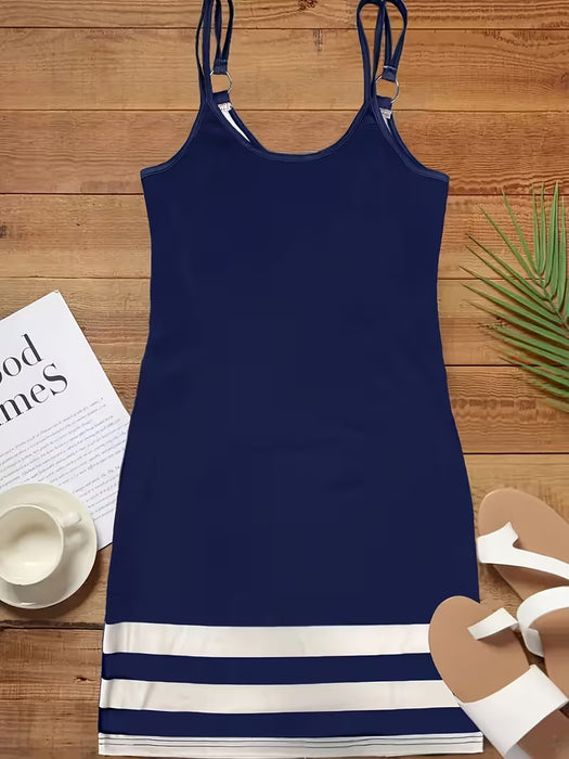 Vestido Casual de mujer Sin Tirantes de Verano con Estampado de Rayas