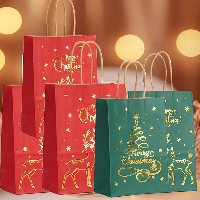 Juego de 32 Bolsas de Regalo Navideñas con un Extremo Metálico Rojo y Verde