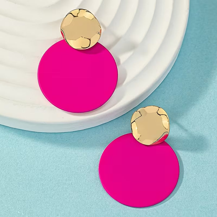 2pcs de elegantes pendientes geométricos, diseño circular para mujeres