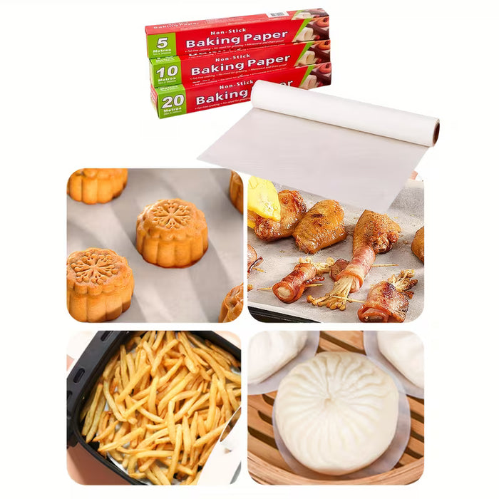 1 Rollo En Caja para Hornear Alimentos Papel de Aceite de Silicona de Doble Cara