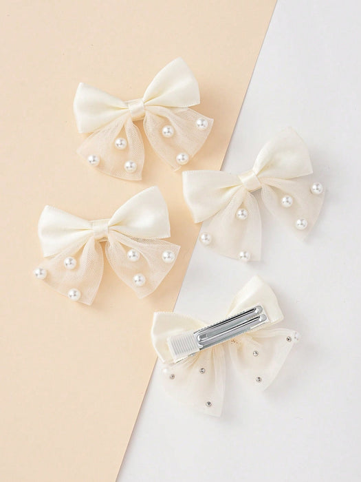 4pcs Accesorios para el cabello con lazo de perlas, pasadores de lazo minimalistas - Quierox - Tienda Online