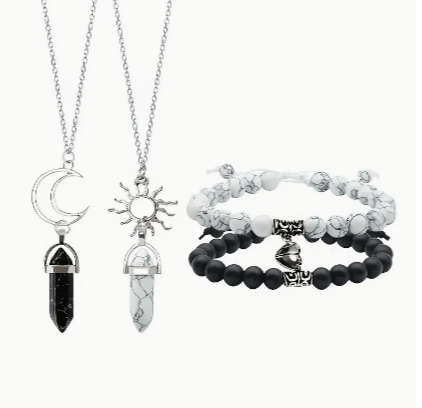 4pcs / Set De Collar de varias capas Pulseras de amuletos de piedra románticas de la suerte - Quierox - Tienda Online