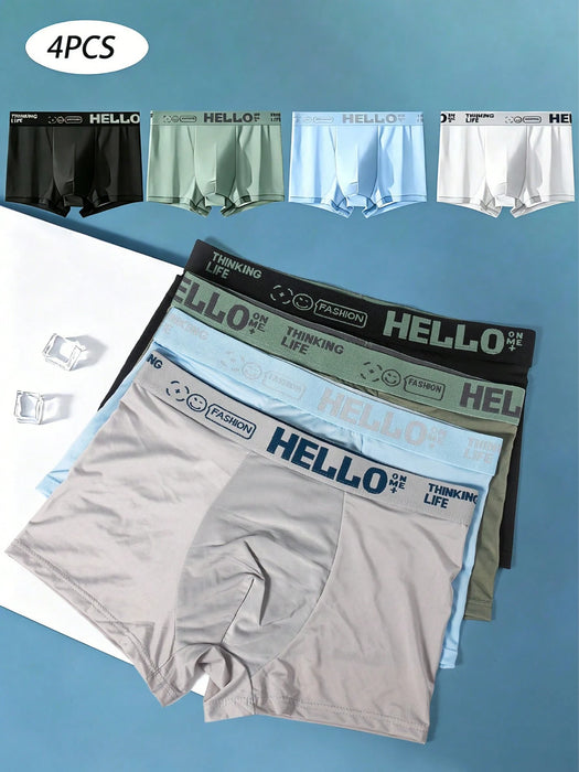 4 calzoncillos de cintura elástica estampados, ligeros y transpirables para hombre