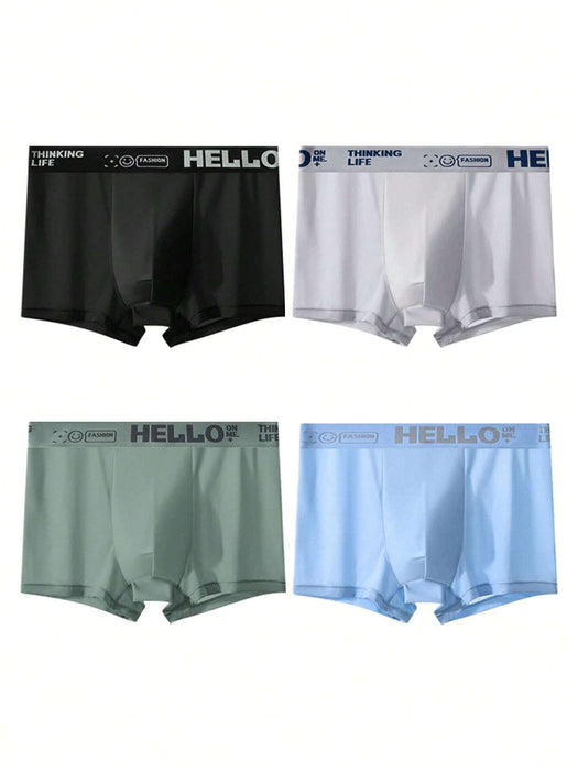 4 calzoncillos de cintura elástica estampados, ligeros y transpirables para hombre