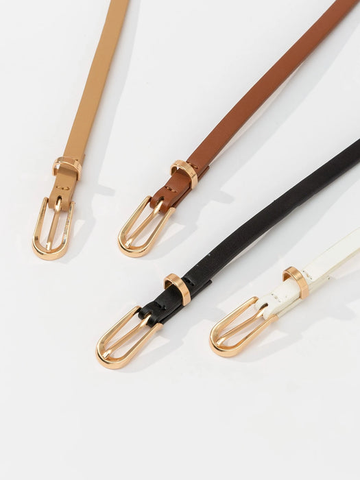 Shein Juego de 4 cinturones finos con hebilla dorada para mujer (no incluye punzón) para verano, otoño