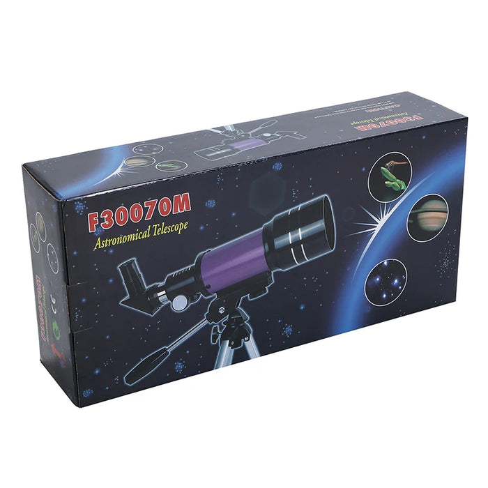 Telescopio astronómico refractor F30070M para niños: telescopio educativo de 70 mm