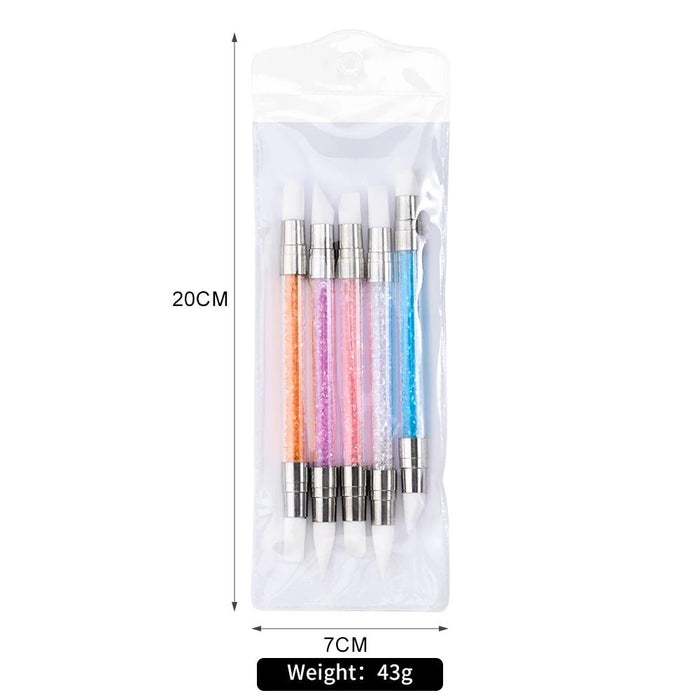 5 bolígrafos de silicona de doble punta para esculpir flores, pincel acrílico para manicura - Quierox - Tienda Online