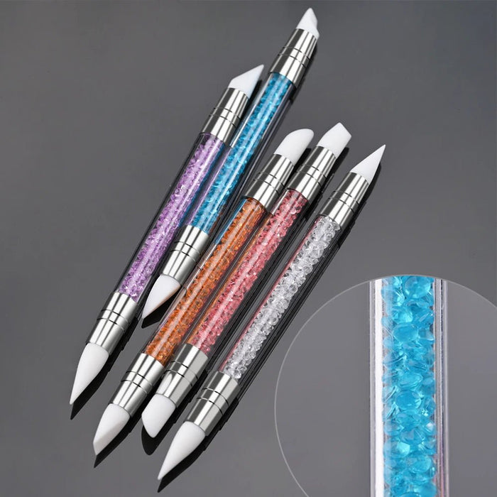 5 bolígrafos de silicona de doble punta para esculpir flores, pincel acrílico para manicura - Quierox - Tienda Online
