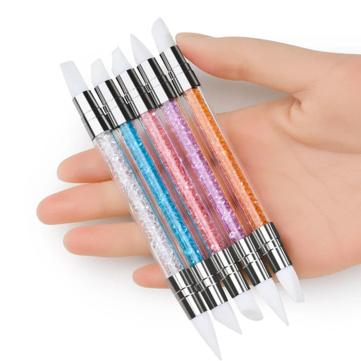 5 bolígrafos de silicona de doble punta para esculpir flores, pincel acrílico para manicura - Quierox - Tienda Online