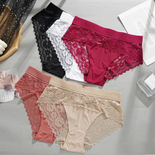 5 bragas sexys para mujer, lencería de cintura alta, ropa interior de encaje - Quierox - Tienda Online