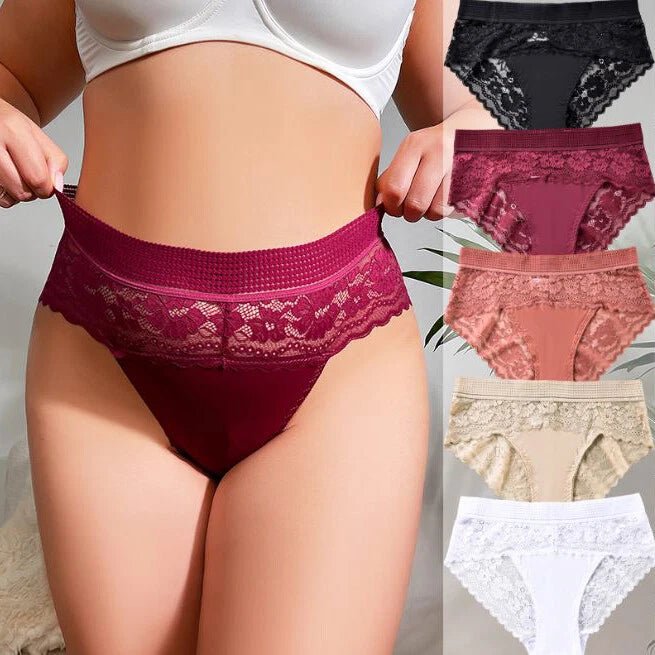5 bragas sexys para mujer, lencería de cintura alta, ropa interior de encaje - Quierox - Tienda Online