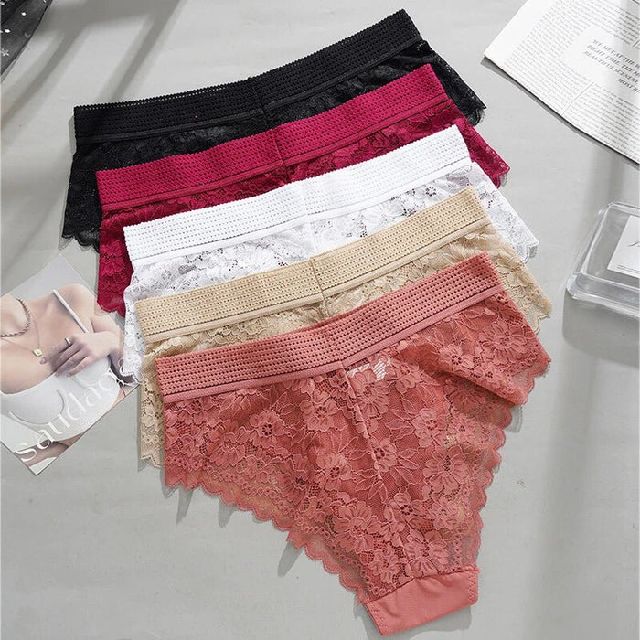 5 bragas sexys para mujer, lencería de cintura alta, ropa interior de encaje - Quierox - Tienda Online
