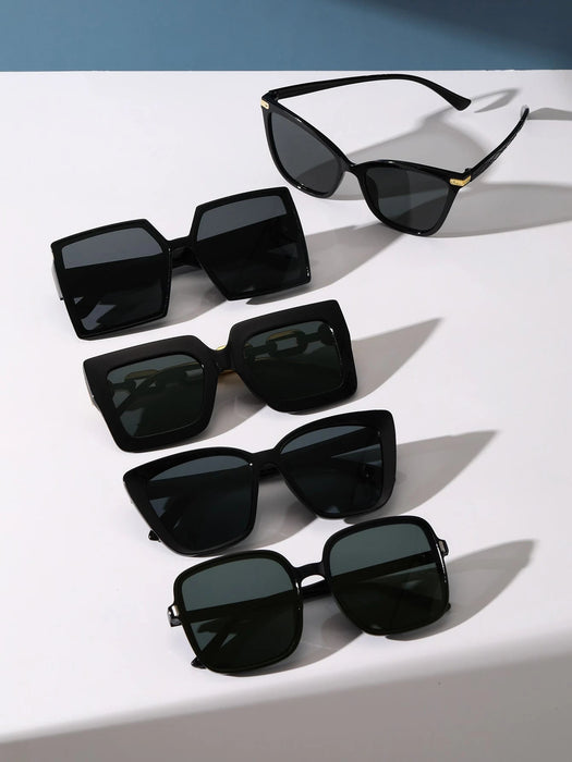 5 gafas negras con montura cuadrada grande para mujer, ideales para el día a día - Quierox - Tienda Online