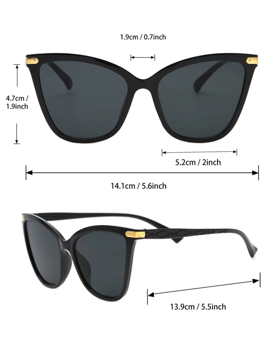 5 gafas negras con montura cuadrada grande para mujer, ideales para el día a día - Quierox - Tienda Online