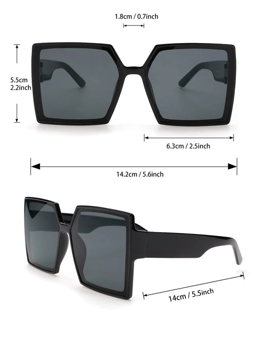 5 gafas negras con montura cuadrada grande para mujer, ideales para el día a día - Quierox - Tienda Online