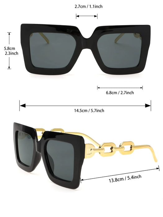 5 gafas negras con montura cuadrada grande para mujer, ideales para el día a día - Quierox - Tienda Online