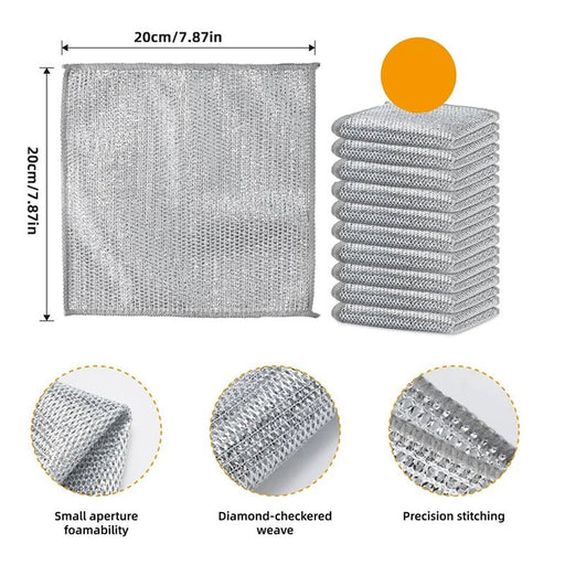 5 Paños de fregado de acero inoxidable, paño de limpieza plateado antiarañazos, de secado rápido - Quierox - Tienda Online