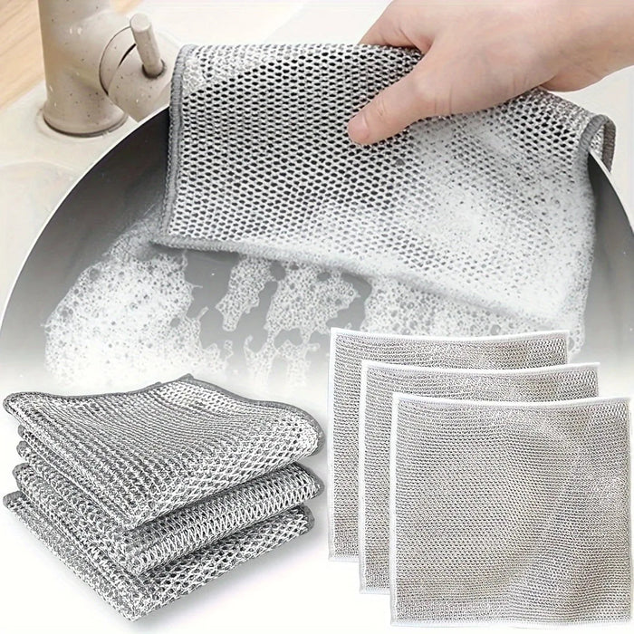 5 Paños de fregado de acero inoxidable, paño de limpieza plateado antiarañazos, de secado rápido - Quierox - Tienda Online