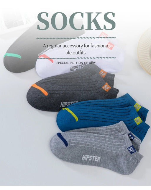 5 pares de calcetines cortos para hombre con letras versátiles calcetines náuticos transpirables - Quierox - Tienda Online