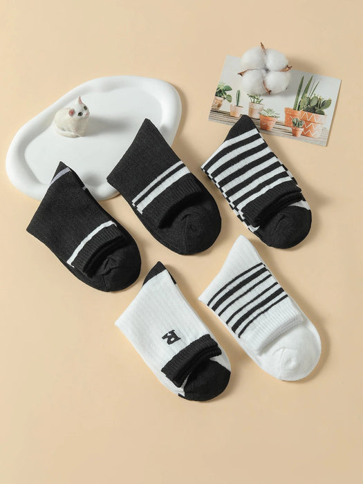 5 pares de calcetines de rayas para niños con estampado - Quierox - Tienda Online