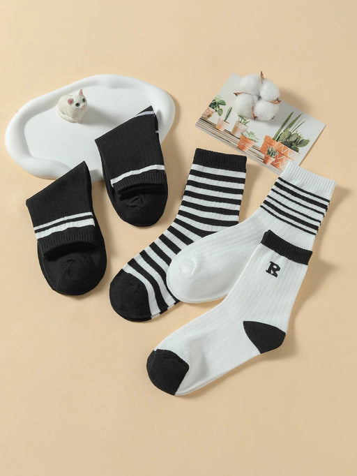 5 pares de calcetines de rayas para niños con estampado - Quierox - Tienda Online