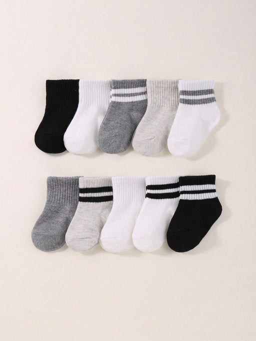 5 pares de calcetines deportivos elásticos a rayas para bebé, estilo aleatorio - Quierox - Tienda Online