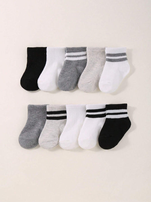 5 pares de calcetines deportivos elásticos a rayas para bebé, estilo aleatorio - Quierox - Tienda Online