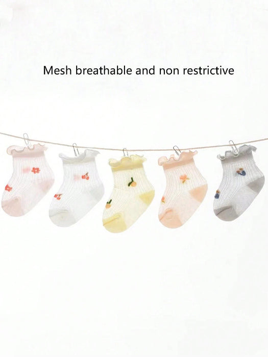 5 pares de calcetines invisibles de verano para bebé con encaje fino y bonito estampado floral - Quierox - Tienda Online