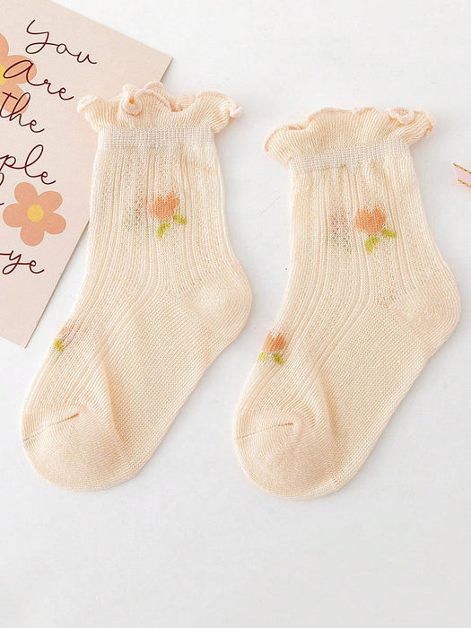 5 pares de calcetines invisibles de verano para bebé con encaje fino y bonito estampado floral - Quierox - Tienda Online