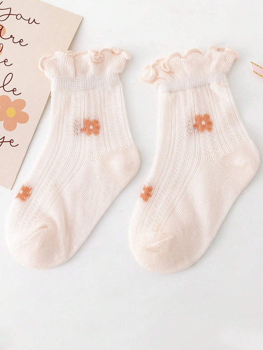 5 pares de calcetines invisibles de verano para bebé con encaje fino y bonito estampado floral - Quierox - Tienda Online