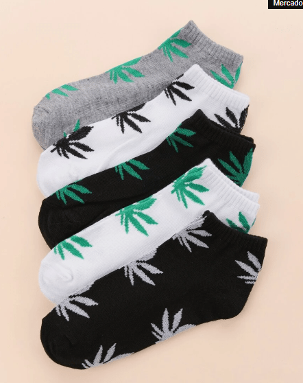 5 pares de calcetines tobilleros con estampado de hojas - Quierox - Tienda Online