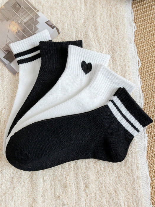 5 pares de calcetines versátiles a media pantorrilla, de estilo casual y minimalista - Quierox - Tienda Online