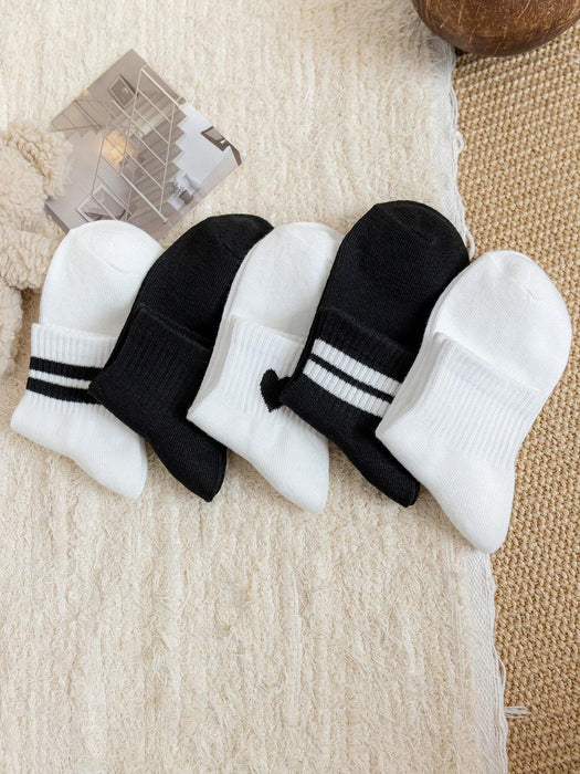 5 pares de calcetines versátiles a media pantorrilla, de estilo casual y minimalista - Quierox - Tienda Online