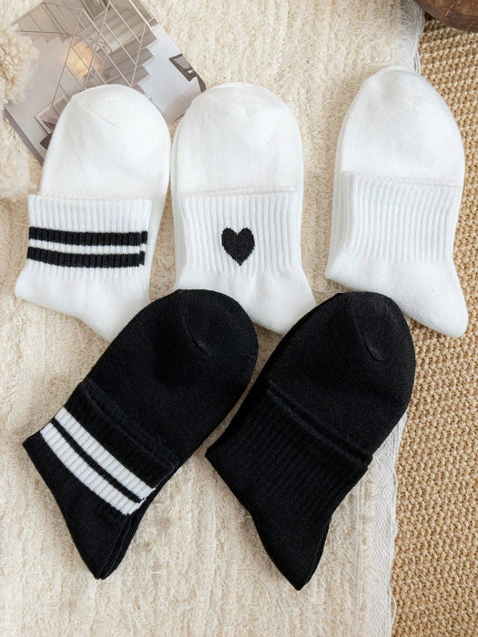 5 pares de calcetines versátiles a media pantorrilla, de estilo casual y minimalista - Quierox - Tienda Online