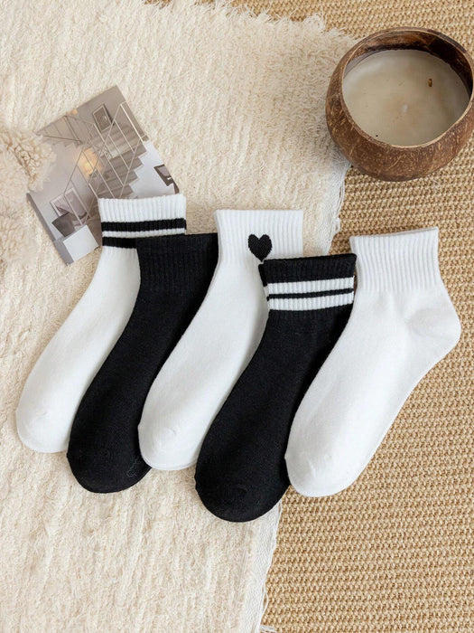 5 pares de calcetines versátiles a media pantorrilla, de estilo casual y minimalista - Quierox - Tienda Online