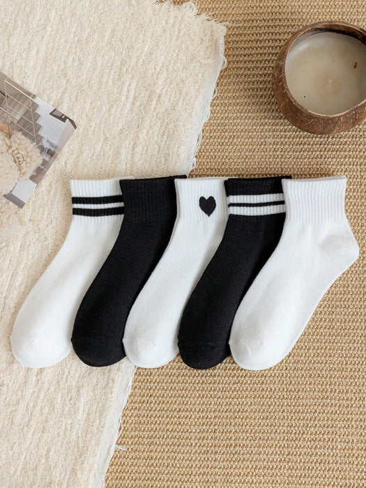 5 pares de calcetines versátiles a media pantorrilla, de estilo casual y minimalista - Quierox - Tienda Online
