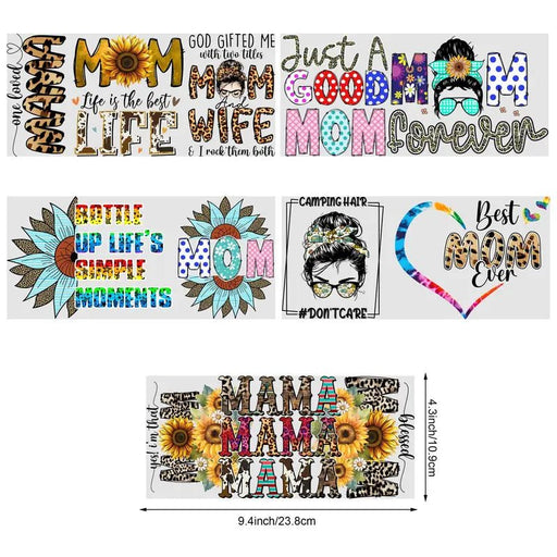 5 pegatinas de transferencia DTF aleatorias para vidrio Dia de las Madres - Quierox - Tienda Online