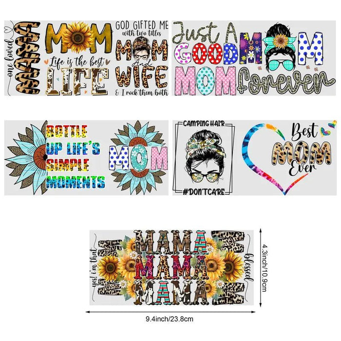 5 pegatinas de transferencia DTF aleatorias para vidrio Dia de las Madres - Quierox - Tienda Online