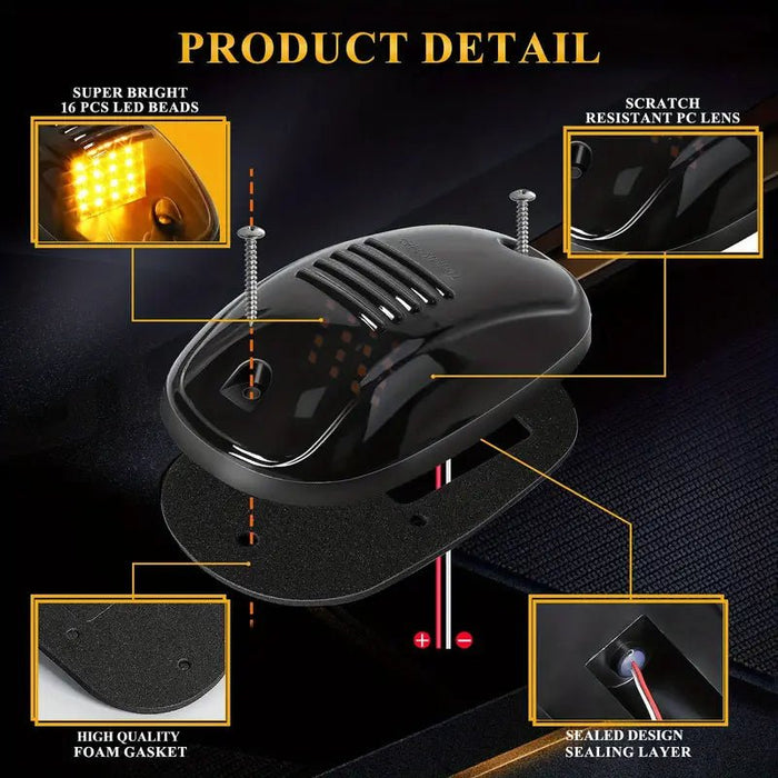 5 piezas de luces de techo de cabina de humo con 16 LED amarillo/ blanco, 12V - Quierox - Tienda Online